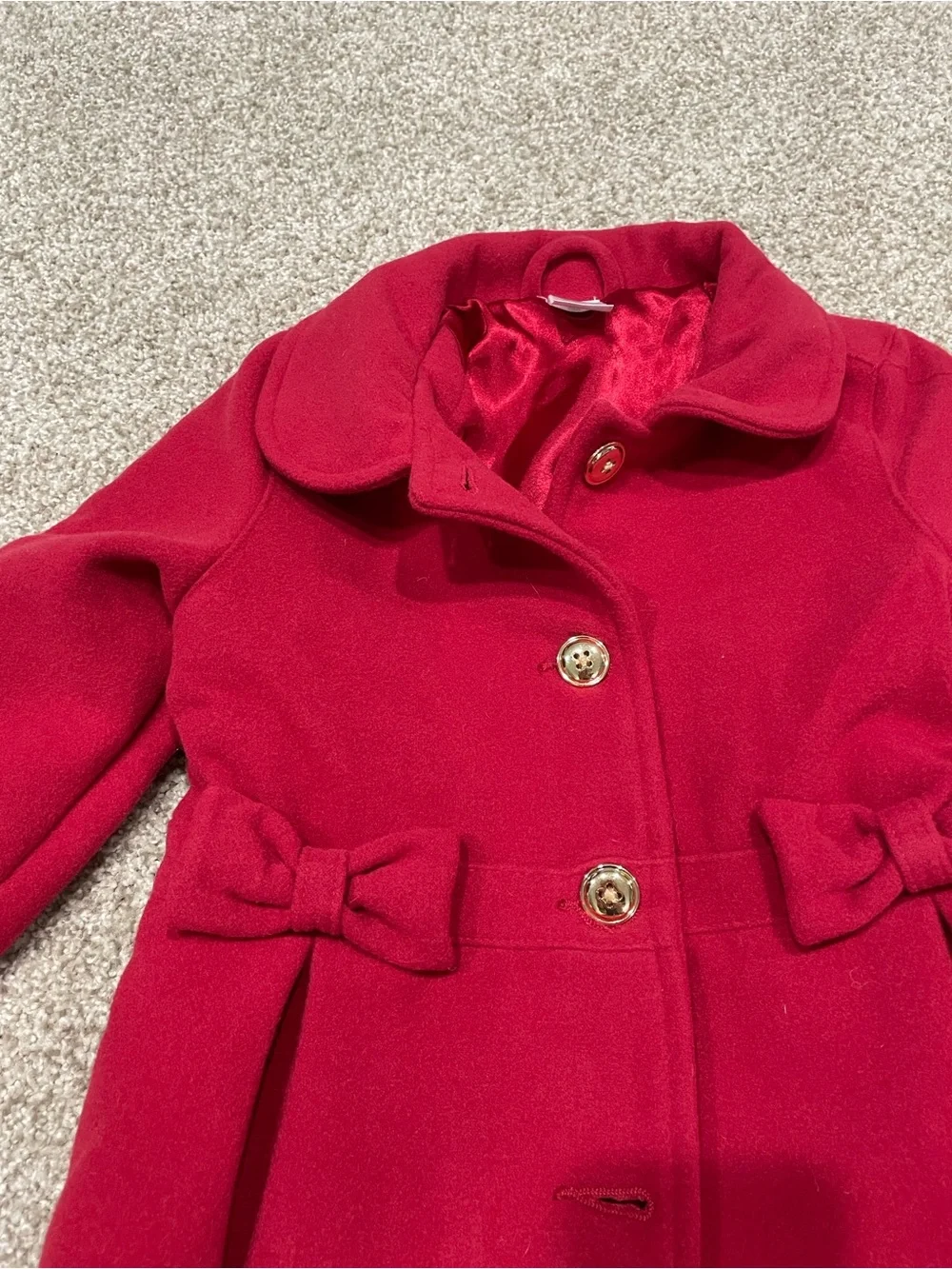Gymboree Girls' Red Bow-Trim Pea Coat